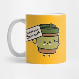 Cute Kawaii Coffee Cup - Espresso Yourself - Funny Coffee Pun Mug